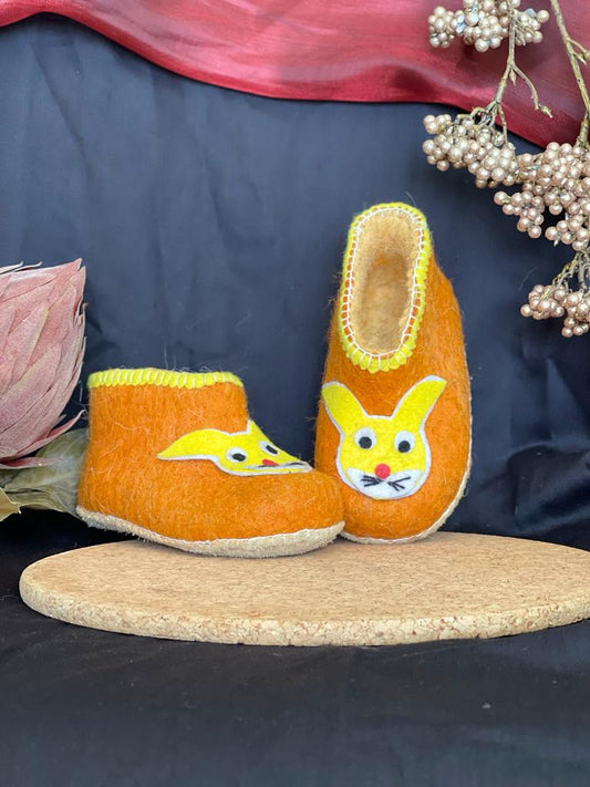 Chaussons mongols lapin type bottine